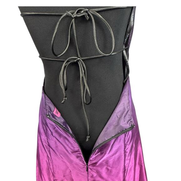 Morgan And Co Vintage Maxi Dark Purple Prom Ombré Tie Back Dress Sz 9/10 READ - Picture 9 of 14